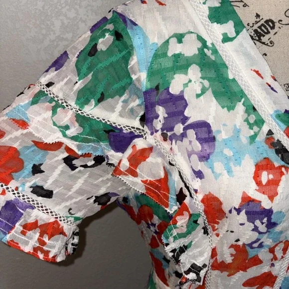 Tanya Taylor Rhett Mini Dress Silk Blend Floral Ruffles Size 4 - Picture 2 of 5